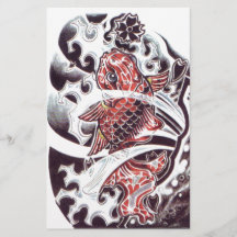 Conception de tatouage de carpe rouge