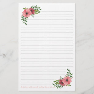 Papeterie Conception florale d'aquarelle rose