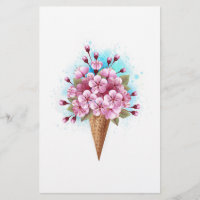 Cône rose Sakura crème glacée gaufre