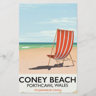 Papeterie Coney Beach Porthcawl affiche de voyage du Pays de