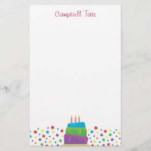 Papeterie Confetti Anniversaire Gâteau Stationery Personnali