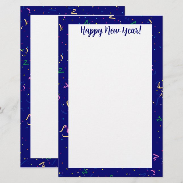 Papeterie  Confetti with Happy New Year (Devant / Derrière)