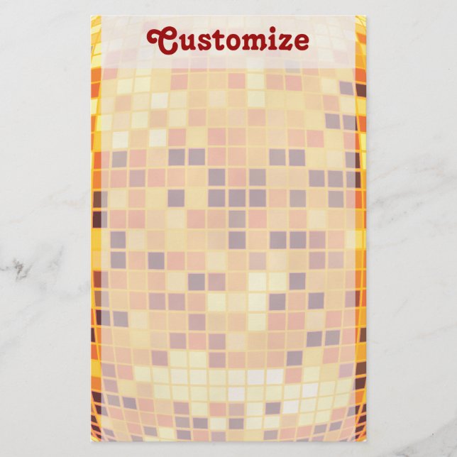 Papeterie Cool Custom Retro Golden Disco Ball Stationery (Devant)