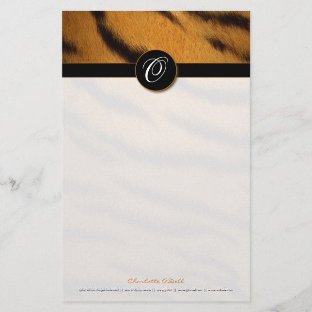 Papeterie copie de tigre ; monogramme (Devant)