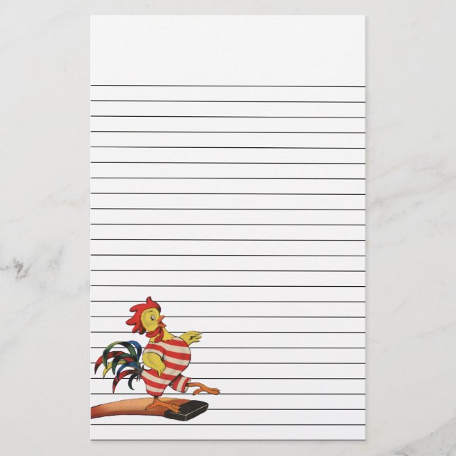 Papeterie Coq sur le conseil de plongée rayé (Devant)