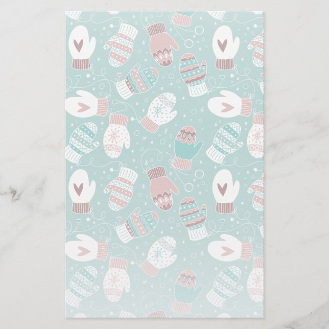 Papeterie Cosy hiver Noël Mittens Motif à Mint (Devant)