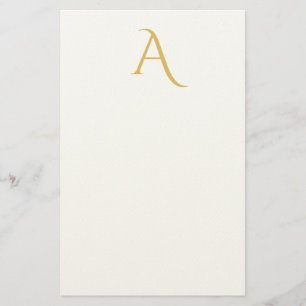 Papeterie Couleur Or Monogramme Initial Professionnel Blanc