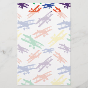 Papeterie Couleurs primaires Vintage Motif d'avion Biplane