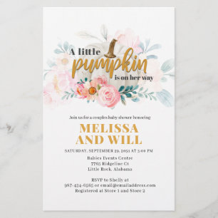 Papeterie Couples Baby shower Citrouille Floral Invitation