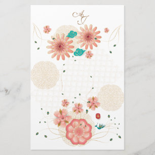 Papeterie Coutume de décor de jardin de fleurs de pêche de