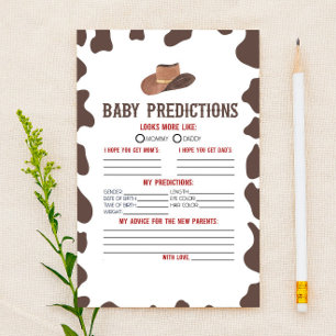 Papeterie Cowboy Rodeo Baby shower Prédictions Activité