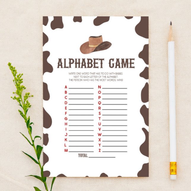 Papeterie Cowboy Rodeo Western Alphabet Baby shower Jeu (Créateur téléchargé)