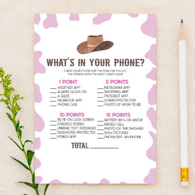 Papeterie Cowgirl Rodeo Dans Votre Téléphone Baby shower Jeu (Créateur téléchargé)