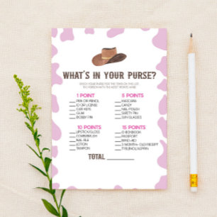 Papeterie Cowgirl Rodeo What's In Purse Baby shower Jeu