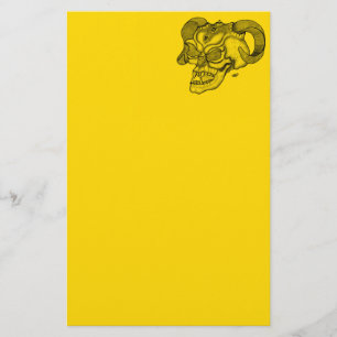 Papeterie Crâne Diable tête Noir et Jaune Design