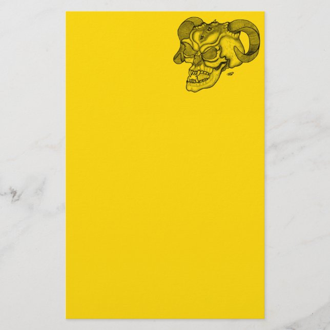 Papeterie Crâne Diable tête Noir et Jaune Design (Devant)