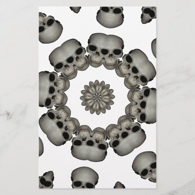 Papeterie Crâne Humain Effrayant Mandala (Devant)