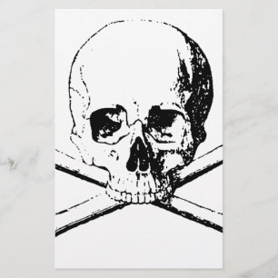 Papeterie Crâne noir et blanc et les os