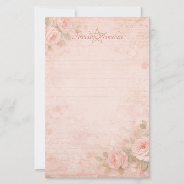 Papeterie Créez Vos Propres Roses de Pêche Shabby Chic (Devant)