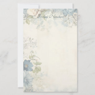 Papeterie Créez Votre Propre Floral Cosmos Bleu Shabby Chic