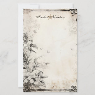 Papeterie Créez Votre Propre Floral Gris Gothique Romantique