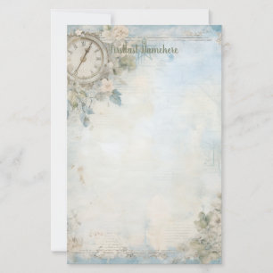 Papeterie Créez Votre Propre Horloge Florale Bleue Shabby Ch