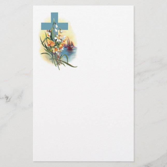 Papeterie Croix Bleue Aux Fleurs Et Bateaux (Devant)