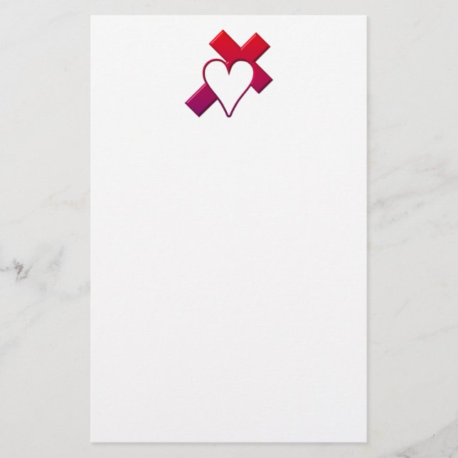 Papeterie Croix et coeur #1 (rouge à trois (Devant)