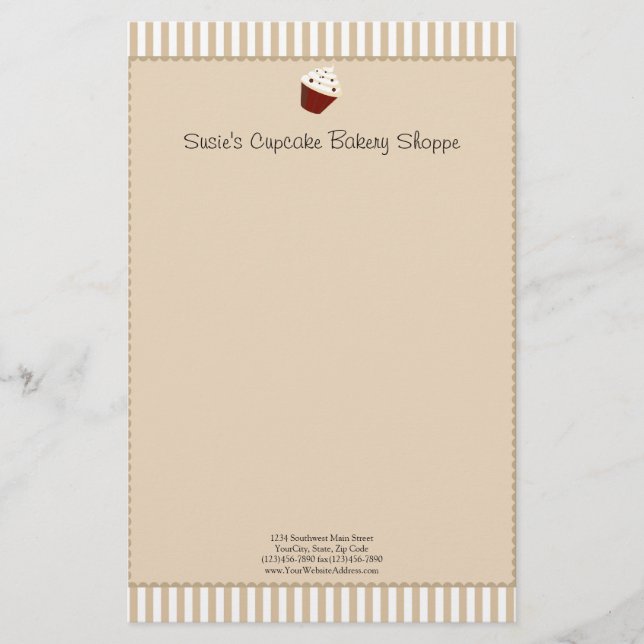 Papeterie Cupcake avec des rayures mocha douces (Devant)