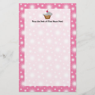 Papeterie Cupcake coupé avec cerise rose sur le dessus