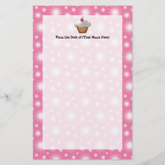 Papeterie Cupcake coupé avec cerise rose sur le dessus
