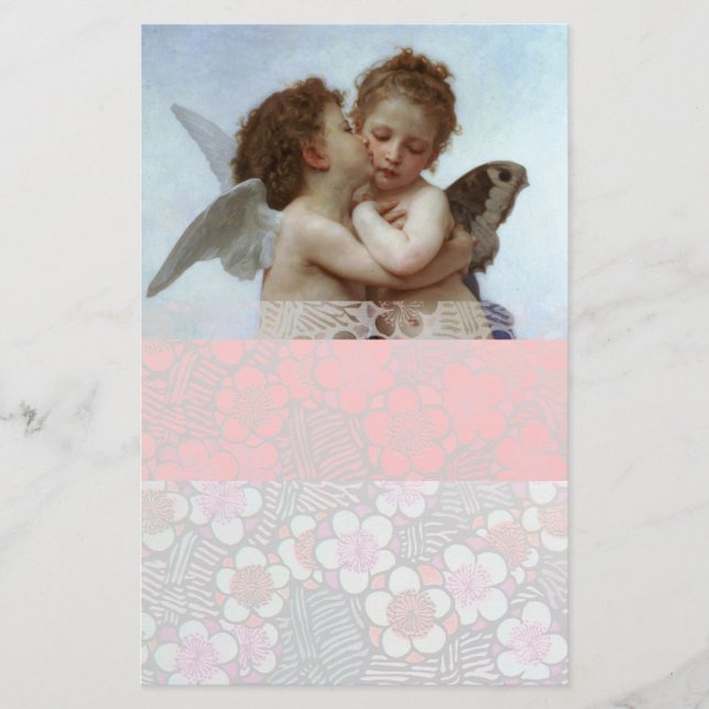 Papeterie Cupidon et Psyché enfants, rose blanc (Devant)