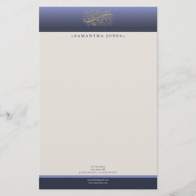 Papeterie Customisée Victorian Thistle Blue (Devant)