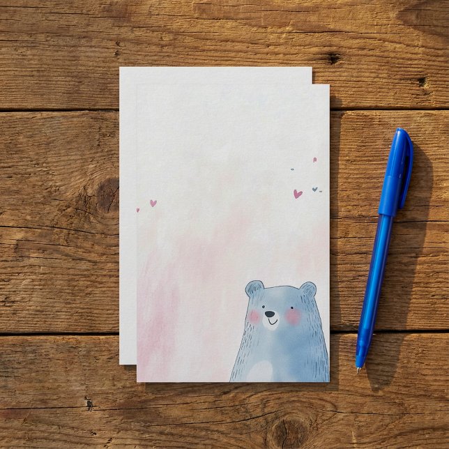 Papeterie Cute Bleu Ours doux pastel arrière - plan (Cute Blue Bear soft pastel background Stationery.)