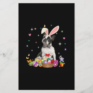 Papeterie Cute Boston Terrier Jour de Pâques Oeufs de lapin