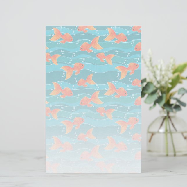 Papeterie Cute Motif de natation Goldfish & Water (Debout devant)