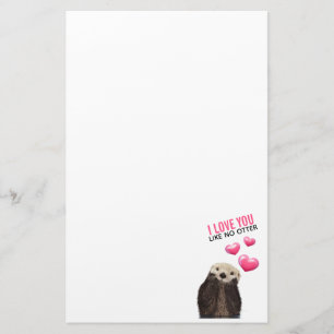 Papeterie Cute Otter avec Coeurs roses Vous aimez jouer