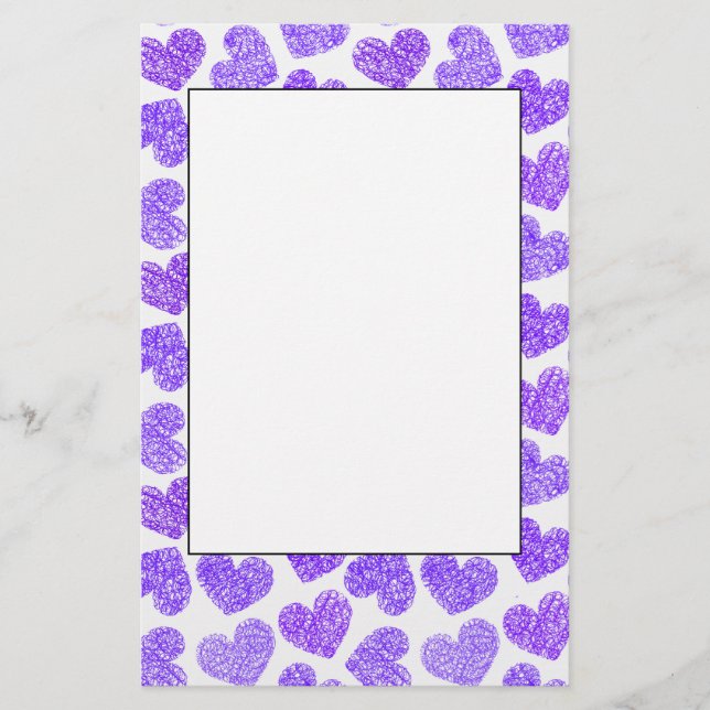 Papeterie Cute Purple Doodled Heart Valentine's Day Motif (Devant)