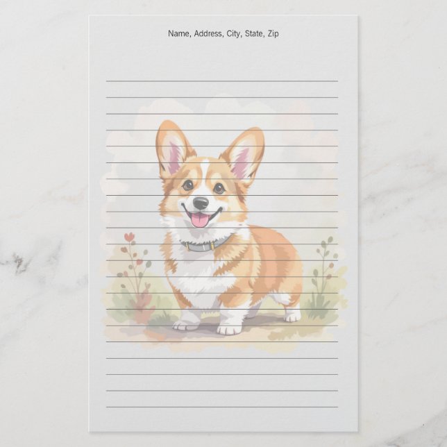 Papeterie Cute Red Pembroke Welsh Corgi Dog (Devant)