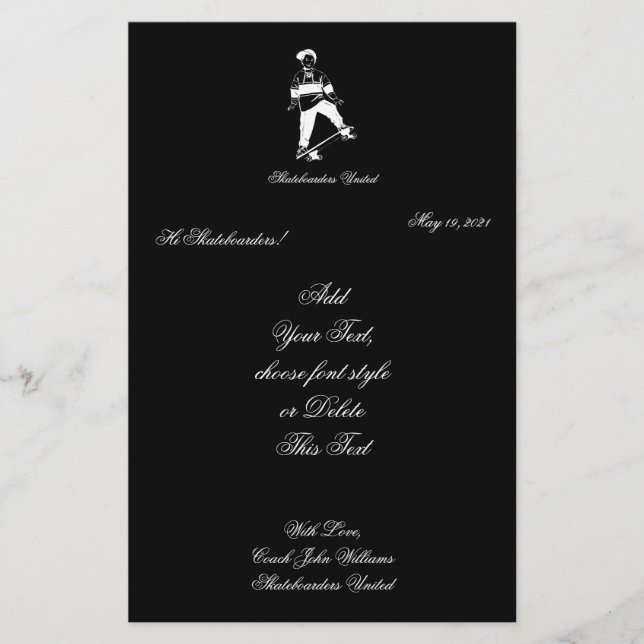 Papeterie Cute Skateboarder Boy Ajouter nom et texte (Devant)