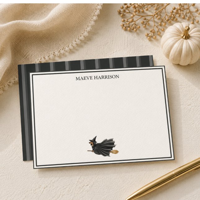Papeterie Dachshund Halloween rayure charbon prépa (Preppy Charcoal Stripe Halloween Dachshund Stationery)