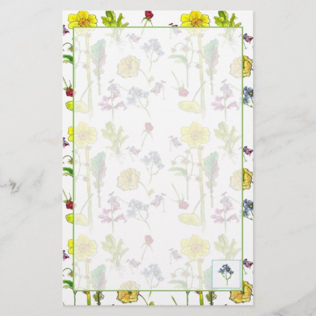 Papeterie Daffodils Pansies Plante Dessin Botanique (Devant)