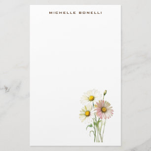 Papeterie Daisy Watercolor Flower Moderne Professionnel