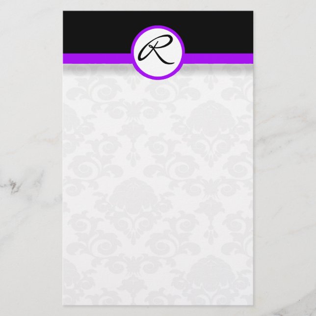Papeterie Damas Ligne simple Monogramme violet (Devant)