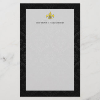 Papeterie Damas noir/or Fleur de Lis