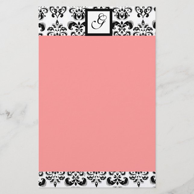 Papeterie DAMASK CARRÉ MONOGRAM, rose (Devant)