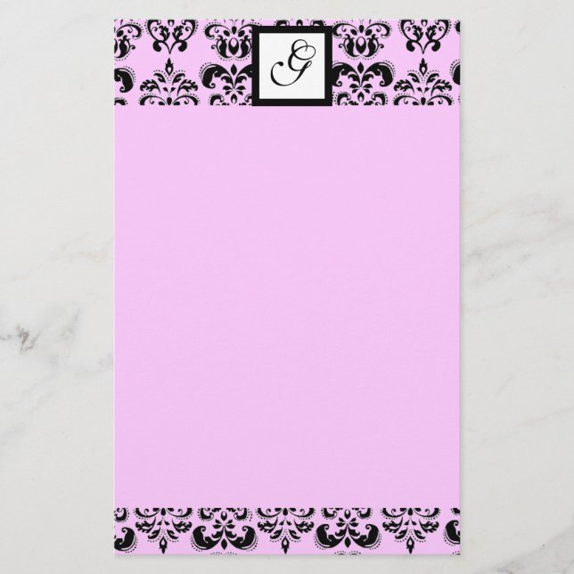 Papeterie DAMASK CARRÉ MONOGRAM, rose (Devant)
