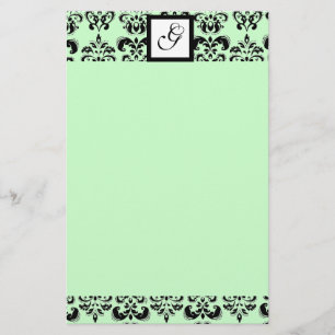 Papeterie DAMASK CARRÉ MONOGRAM, vert