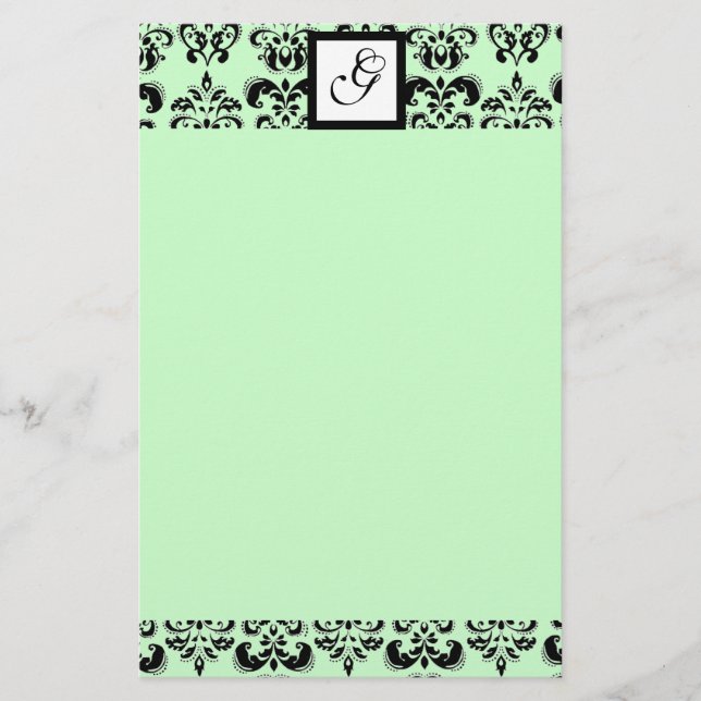 Papeterie DAMASK CARRÉ MONOGRAM, vert (Devant)