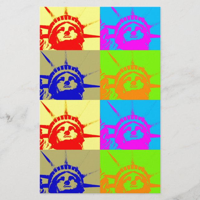 Papeterie Dame de la Liberté Pop Art 4 Couleurs (Devant)